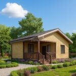 Проект дома О-56 56 м² из СИП панелей, одноэтажный с террасой — HotWell.kz Алматы