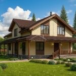 Проект дома Н-354 354 м² из СИП панелей с мансардой — фасад, HotWell.kz Алматы
