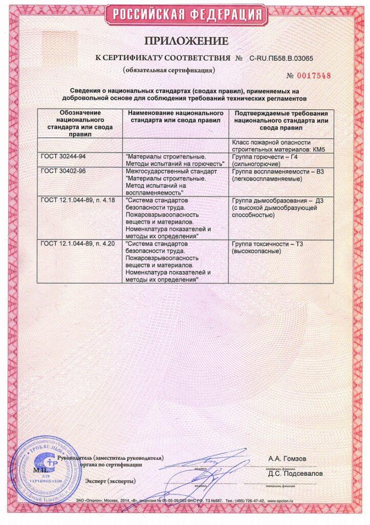 пожарный сертификат на осб 3