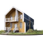 Проект дома «В-150» из СИП-панелей, 150 м² — дом с мансардой, деревянным фасадом и балконом | HotWell.KZ