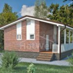 Проект дома «Н-59» из СИП-панелей, 59 м² — одноэтажный дом из красного кирпича с односкатной крышей и террасой | HotWell.KZ