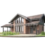 Проект дома «О-154» из СИП-панелей, 154 м² — двухэтажный кирпичный дом с террасой и панорамными окнами | HotWell.KZ
