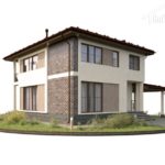 Проект дома «Л-162» из СИП-панелей, 162 м² — двухэтажный дом с кирпичной отделкой и террасой | HotWell.KZ