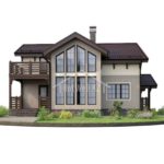 Проект дома «Б-220» из СИП-панелей, 220 м² — двухэтажный дом с панорамными окнами и балконом | HotWell.KZ