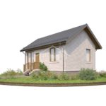 Проект дома «М-47» из СИП-панелей, 47 м² — одноэтажный дом из светлого кирпича с крыльцом | HotWell.KZ