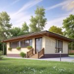 Проект дома «А-80» из СИП-панелей, 80 м² — одноэтажный дом со светлым сайдингом и террасой | HotWell.KZ