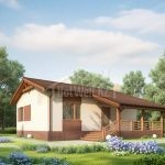 Проект дома «В-75ББ» из СИП-панелей, 75 м² — одноэтажный дом со штукатуркой и кирпичом с террасой | HotWell.KZ