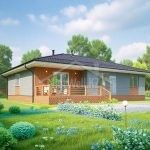 Проект дома «В-127» из СИП-панелей, 127 м² — одноэтажный дом из красного кирпича и серого сайдинга с вальмовой крышей и террасой | HotWell.KZ