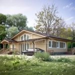 Проект дома «Д-169» из СИП-панелей, 169 м² — одноэтажный деревянный дом с панорамными окнами и террасой | HotWell.KZ