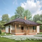 Проект дома «З-73» из СИП-панелей, 73 м² — одноэтажный дом со светлой штукатуркой, террасой и вальмовой крышей | HotWell.KZ
