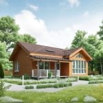 Проект дома «П-73» из СИП-панелей, 73 м² — одноэтажный деревянный дом с двускатной крышей и панорамными окнами | HotWell.KZ