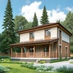 Проект дома «А-189ББ» из СИП-панелей, 189 м² — двухэтажный дом с комбинированным фасадом и крытой террасой | HotWell.KZ
