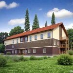 Проект дома «Л-1596» из СИП-панелей, 1596 м² — двухэтажный дом со штукатуркой, кирпичной отделкой и балконом | HotWell.KZ
