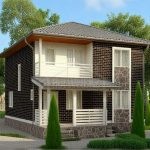 Проект дома «Л-168» из СИП-панелей, 168 м² — двухэтажный дом из тёмного кирпича с балконом и крыльцом | HotWell.KZ
