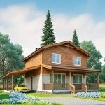 Проект дома «Л-142» из СИП-панелей, 142 м² — двухэтажный деревянный дом с террасой и навесом | HotWell.KZ