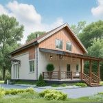 Проект дома «М-148» из СИП-панелей, 148 м² — дом с мансардой, фасад из штукатурки и дерева, крытая веранда | HotWell.KZ
