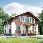 Проект дома «М-164» из СИП-панелей, 164 м² — дом с мансардой, деревянный фасад и белая штукатурка, панорамные окна | HotWell.KZ