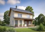 Проект дома «М-157» из СИП-панелей, 157 м² — двухэтажный дом со штукатуркой, кирпичными вставками и террасой | HotWell.KZ