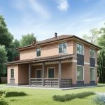 Проект дома «М-163» из СИП-панелей, 163 м² — двухэтажный дом из кирпича с крытой террасой | HotWell.KZ