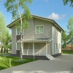 Проект дома «С-153» из СИП-панелей, 153 м² — двухэтажный дом из серого кирпича с террасой | HotWell.KZ