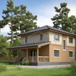 Проект дома «М-156» из СИП-панелей, 156 м² — двухэтажный дом с кирпичным фасадом и террасой | HotWell.KZ