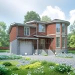 Проект дома «М-436» из СИП-панелей, 436 м² — двухэтажный дом из красного кирпича с каменным цоколем, эркером и встроенным гаражом | HotWell.KZ