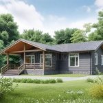 Проект дома «В-174» из СИП-панелей, 174 м² — одноэтажный дом с серым сайдингом и террасой под навесом | HotWell.KZ