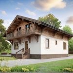 Проект дома «Л-165» из СИП-панелей, 165 м² — дом с мансардой, белой штукатуркой, деревом и балконом | HotWell.KZ