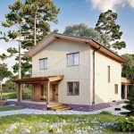 Проект дома «Н-158» из СИП-панелей, 158 м² — двухэтажный дом со светлой отделкой и деревянным крыльцом | HotWell.KZ