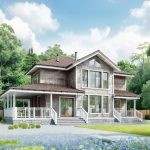 Проект дома «О-167ББ» из СИП-панелей, 167 м² — двухэтажный дом с мансардой, коричневой крышей и просторной террасой | HotWell.KZ