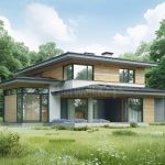 Проект дома «О-328» из СИП-панелей, 328 м² — двухэтажный минималистичный дом с панорамными окнами и деревянной отделкой | HotWell.KZ