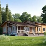 Проект дома «Я-152» из СИП-панелей, 152 м² — одноэтажный деревянный дом с двускатной крышей и крытой террасой | HotWell.KZ