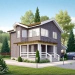 Проект дома «Я-150» из СИП-панелей, 150 м² — двухэтажный кирпичный дом с крытой террасой и панорамными окнами | HotWell.KZ