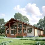 Проект дома «Х-453» из СИП-панелей, 453 м² — одноэтажный дом со светлым сайдингом и деревом, панорамные окна и крытая терраса | HotWell.KZ