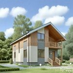 Проект дома «А-142» из СИП-панелей, 142 м² — двухэтажный дом с деревянной и каменной отделкой, балконом и крыльцом | HotWell.KZ