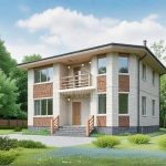 Проект дома «Б-168» из СИП-панелей, 168 м² — двухэтажный дом с комбинированным кирпичным фасадом, балконом и панорамными окнами | HotWell.KZ