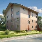 Проект дома «Б-655» из СИП-панелей, 655 м² — трёхэтажный дом со светлой штукатуркой, двускатная крыша, крыльцо | HotWell.KZ