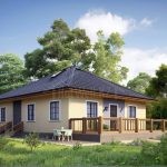 Проект дома «Д-172» из СИП-панелей, 172 м² — одноэтажный дом с четырёхскатной крышей, террасой и светлым фасадом | HotWell.KZ