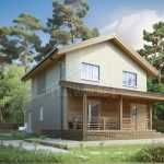 Проект дома «Д-173» из СИП-панелей, 173 м² — дом с мансардой, светлый кирпич, большая крытая терраса | HotWell.KZ