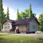 Проект дома «В-84» из СИП-панелей, 84 м² — одноэтажный деревянный дом с панорамным остеклением и террасой | HotWell.KZ