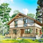 Проект дома «Г-161» из СИП-панелей, 161 м² — дом с мансардой, кирпичом, фахверком и просторной террасой | HotWell.KZ