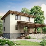 Проект дома «Г-172» из СИП-панелей, 172 м² — двухэтажный дом со светлым деревянным фасадом и просторной террасой | HotWell.KZ
