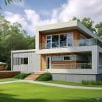 Проект дома «П-325» из СИП-панелей, 325 м² — двухэтажный дом в современном стиле с плоской крышей и панорамными окнами | HotWell.KZ