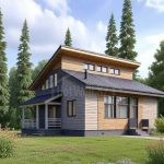 Проект дома «П-180ББ» из СИП-панелей, 180 м² — двухэтажный дом с серым кирпичом, деревянным сайдингом и крыльцом | HotWell.KZ