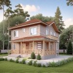 Проект дома «П-160ББ» из СИП-панелей, 160 м² — двухэтажный дом с кирпичным фасадом, террасой и балконом | HotWell.KZ