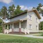 Проект дома «П-144» из СИП-панелей, 144 м² — двухэтажный дом со светлым сайдингом, кирпичом и крыльцом | HotWell.KZ