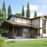 Проект дома «П-163ББ» из СИП-панелей, 163 м² — двухэтажный дом со штукатуркой, кирпичом, деревом и террасой | HotWell.KZ