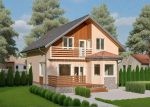 Проект дома «М-151ВВ» из СИП-панелей, 151 м² — дом с мансардой с персиковой штукатуркой, балконом и террасой | HotWell.KZ