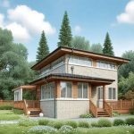 Проект дома «О-143ББ» из СИП-панелей, 143 м² — двухэтажный дом с плоской крышей, отделка кирпичом и деревом, панорамные окна | HotWell.KZ