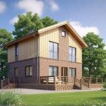 Проект дома «О-128ББ» из СИП-панелей, 128 м² — дом с мансардой, кирпичом и деревянной обшивкой | HotWell.KZ